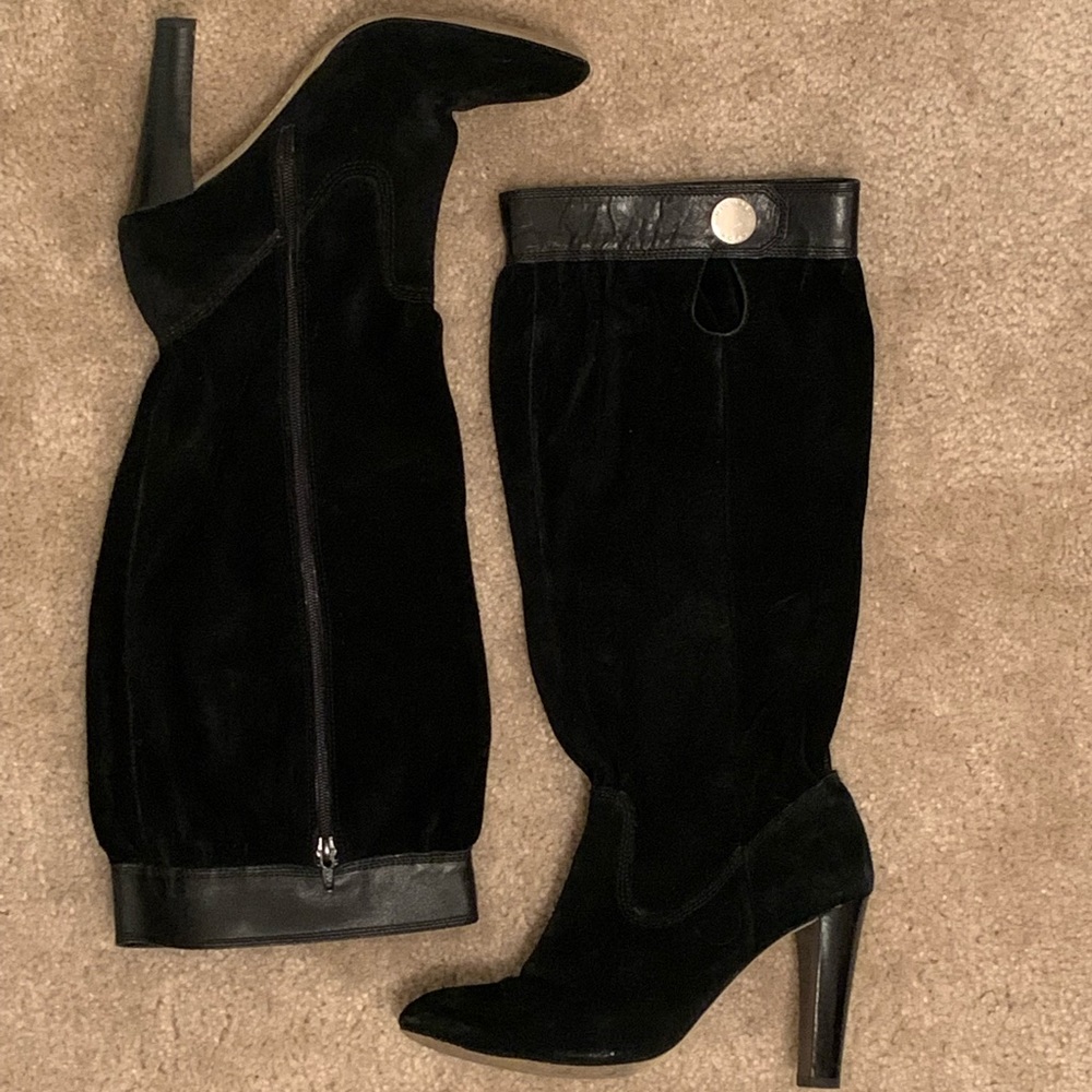 Black suede slouchy Michael Kors boots